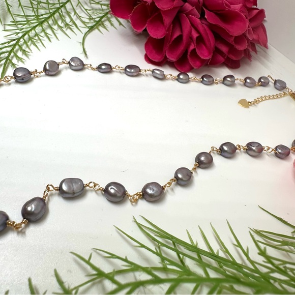 NEW⚜️Baroque Freshwater Gray Pearl Hand Wired Necklace - Picture 4 of 5
